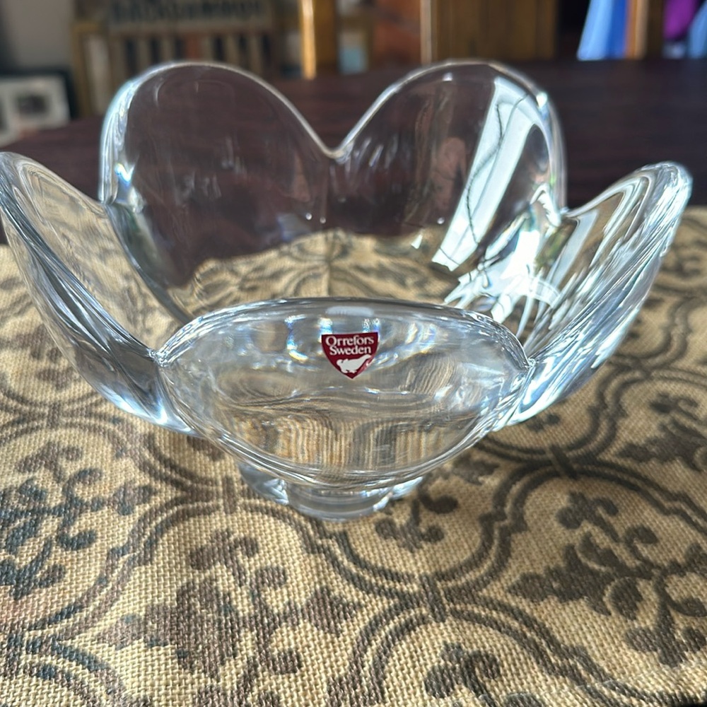 Orrefors Sweden crystal Lotus Bowl